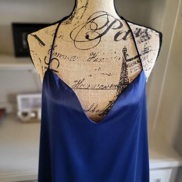 ZARA Blue Open Back Jewel Chain Satin Maxi  Dress 0387/197/490 -  M - Picture 3 of 9